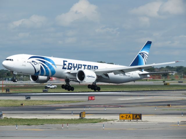 BOEING 777-300ER (SU-GDM) - About to touchdown, photo taken from Terminal 5. Aug. 13, 2014