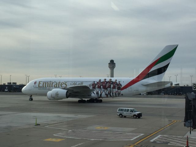 Airbus A380-800 (A6-EET) - Waiting at gate B70