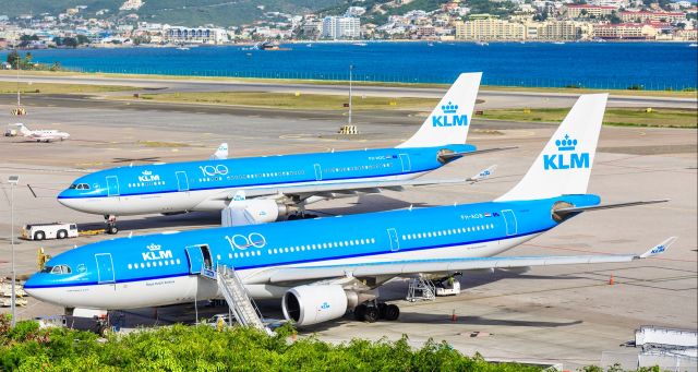 Airbus A330-200 (PH-AOC) - KLM Airbus PH-AOC being push back after coming to the rescue of her sister PH-AOB that broke down a few days before.br /Airport TNCM Princess Juliana int airport.br /Aircraft type Airbus's A33-200.