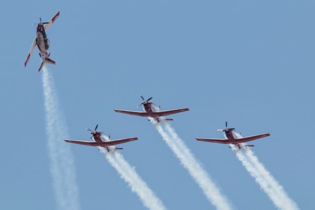 HAWKER DE HAVILLAND PC-9 (N400) - Israeli Air Force Aerobatic team during Israel 69th Independence day airshow over Jerusalem. 