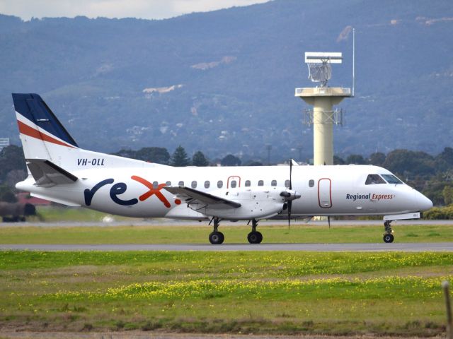 Saab 340 (VH-OLL) - On taxi-way for take off on runway 05. Thursday 12th July 2012.