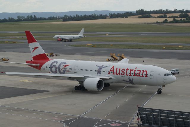 Boeing 777-200 (OE-LPF) - Austrian Airlines B777-2Q8ER cn28692 23 juni 2018 Lsd from Aercap, Livery 60 Years Flying