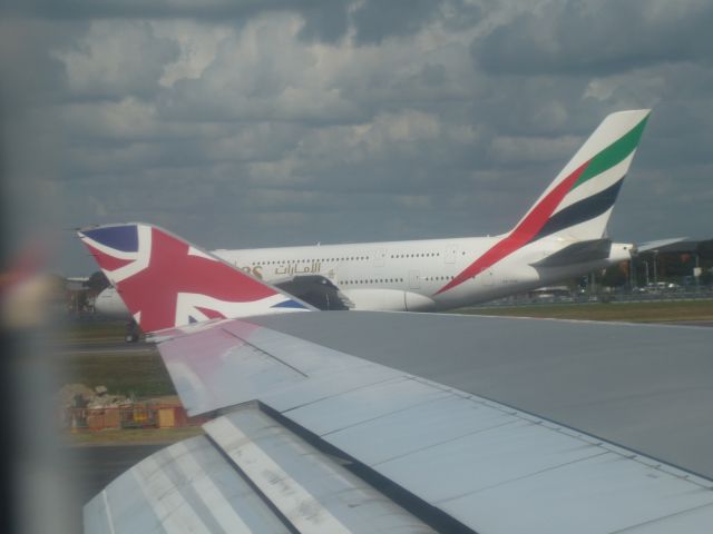 Airbus A380-800 (A6-EDK) - A380 A6-EDK From G-VFAB