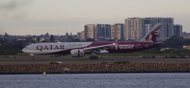 BOEING 777-300 (A7-BEC) - The first World Cup special livery frombr /Qatar airways in Sydney 