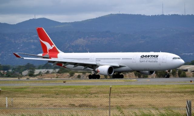 Airbus A330-300 (VH-QPD) - Slowing down on runway 23, on arrival from Sydney en-route to Singapore. Tuesday 27th December 2011.