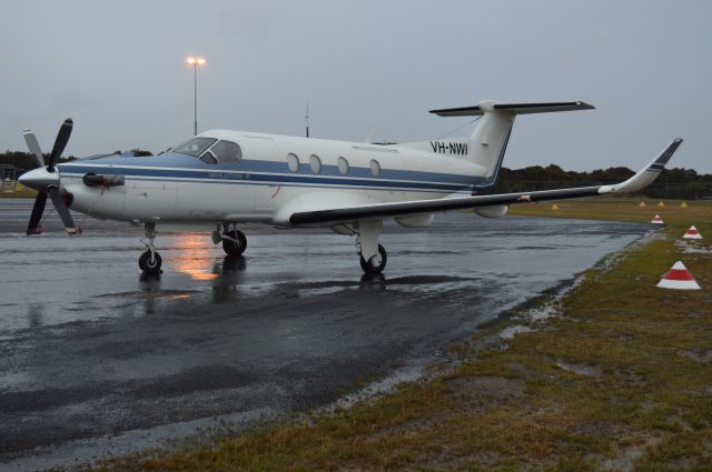 Pilatus PC-12 (VH-NWI) - PC12 VH-NWI on a wet weekend at Flinders Island, Jan 2016