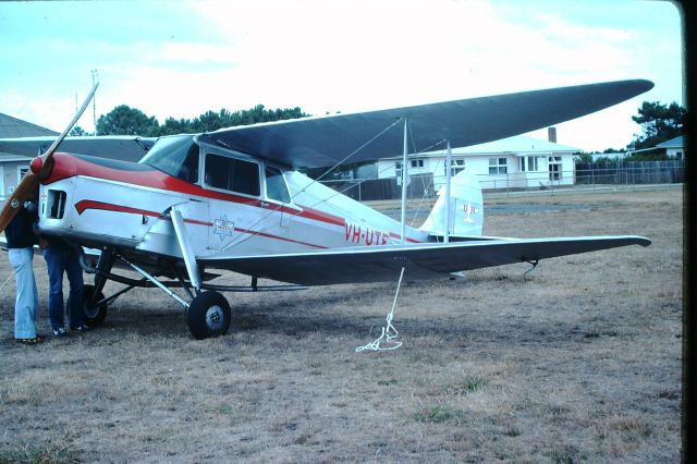 De Havilland Moth Major (VH-UTE) - DH Moth parked in front of FSU, circa 1979