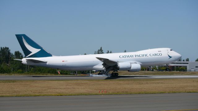 BOEING 747-8 (B-LJN) - BOE566 lands on Rwy 34L to complete a C1 flight on 7.29.16. (ln 1532 / cn 62823).