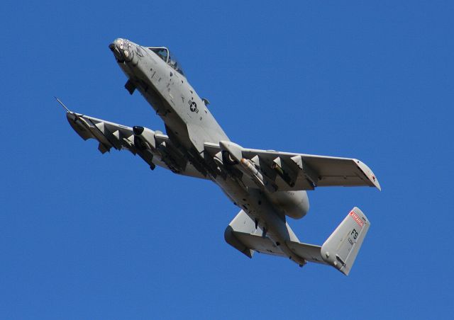 A10 — - Lt. Col Mark Isenhower begins to bank left after taking off of runwy 25.