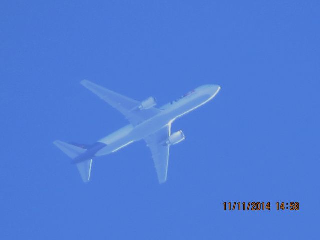 BOEING 767-300 (N101FE) - FedEx flight 900 from MEM to SEA over Baxter Springs Kansas (78KS) at 34,000 feet.