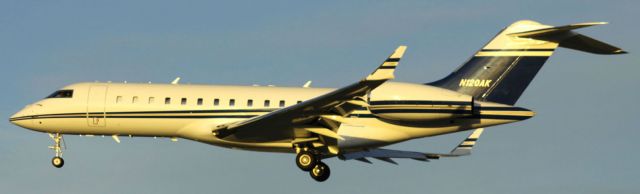 Bombardier Global Express (N120AK) - On Final 30-L, Sunset reflecting off aircraft ..
