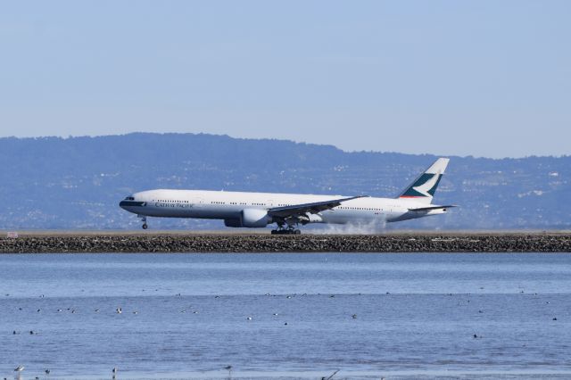 Boeing 777-200 (B-KQP) - Cathay Pacifics B777-300 landing at San Francisco from Hong Kong.