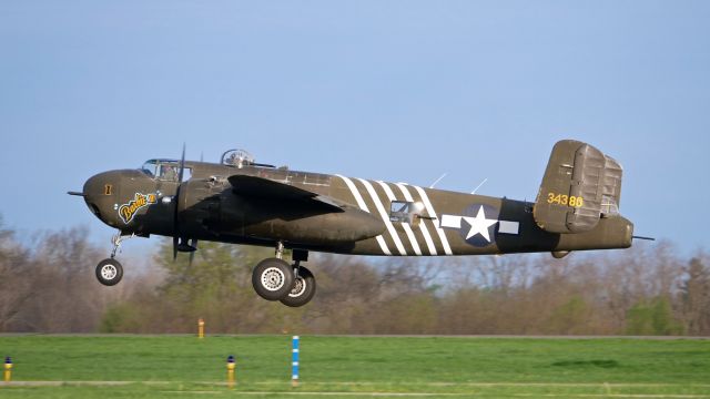 North American TB-25 Mitchell (N5548N) - B-25H-1 Barbie III (SN 43-4106) on rotation from Rwy 20 for a flight to Wright Field on 4.17.17. The event was the 75th anniversary of the Doolittle Raid and was held at Wright-Patterson AFB.