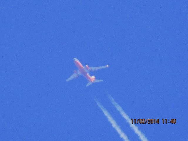 Boeing 737-700 (N436WN) - Southwest Airlines flight 662 from MDW to OKC over Baxter Springs Kansas (78KS) at 40,000 feet.