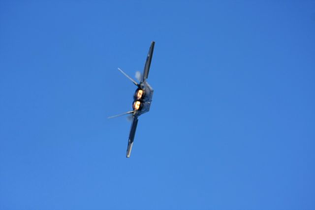 Lockheed F-22 Raptor — - The Raptor in a Tight Turn in "Burner Mode" at Oshkosh.