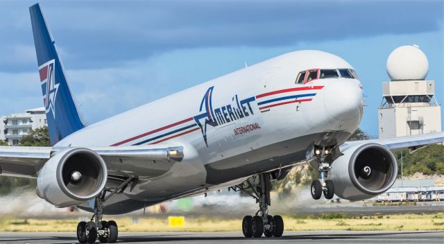 BOEING 767-300 (N378CX) - Amerijet N378CX boeing 767 heavy departing St Maarten for Barbados!