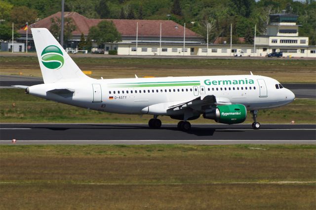 Airbus A319 (D-ASTY) - Airbus A319-112, Germania, D-ASTY, EDDT Airport Berlin-Tegel, 07.May 2018