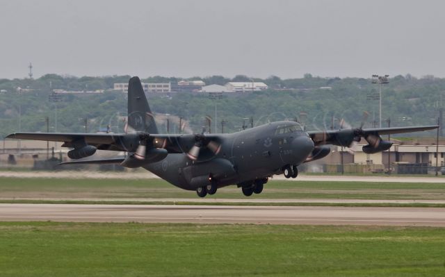 Lockheed C-130 Hercules (13-0338) - Royal Canadian Air Force KCC-130H departing NAS JRB Fort Worth. The RCAF has deployed several CF-188s and this KCC-130 to Texas for training. Note the vortices coming from the props thanks to the moisture in the air. (Please view in "Full" for highest image quality)