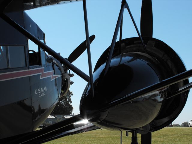 STINSON Tri-Motor (SM-6000/T) (N11153) - Relaxing in the shade of a Stinson Tri-Motor at Antique Airfield fly-in 2013.