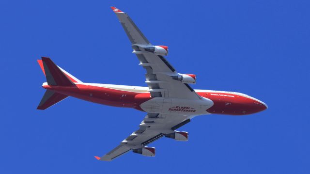 Boeing 747-400 (N744ST) - Tanker 944("The Sprit of John Muir") flying and reloading out of KSBD, on the "Apple Fire". (8-6-2020)