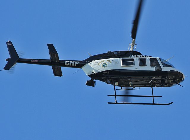 Bell JetRanger (N6197N) - CHP - California Highway Patrol Helicopter is flying over the Descanso Gardens in La Canada Flintridge, California.