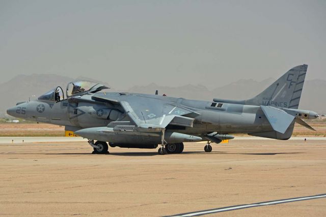 16-4117 — -  McDonnell-Douglas AV-8B Harrier BuNo 164117 #25 of VMA-211 Avengers based at Marine Corps Air Station Yuma at Phoenix-Mesa Gateway Airport on April 15, 2016.