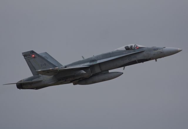 McDonnell Douglas FA-18 Hornet (18-8767) - Royal Canadian Air Force CF-188A Hornet departing NAS Fort Worth JRB for a training sortie on an overcast Texas afternoon (Please view in "full" for best image quality)