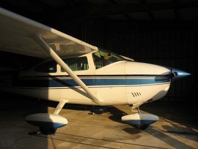 Cessna Skylane (N21236) - In the hangar at sunset