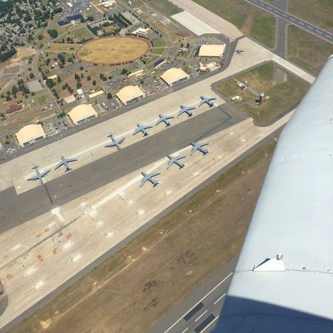 Lockheed C-5 Galaxy — - Mounted GoPro caught the C-5s on the ground at CEF as I over-fly while en-route to BAF.