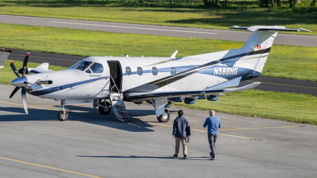 Pilatus PC-12 (N588NG) - N588NG parked on the ramp at College Park Airport, a couple minutes before departing up to Teterboro