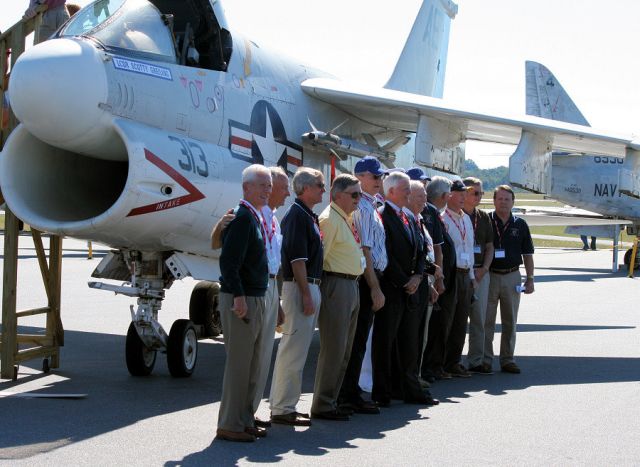 15-4345 — - VA-82 squadron members dedicating "Streetcar 313" to the memory of their fallen commander, LCDR Scotty Greiling at the Hickory Aviation Museum Oct. 2, 2010