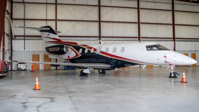 Pilatus PC-24 (N587JT) - N587JT sitting in its hangar at Frederick Municipal Airport 