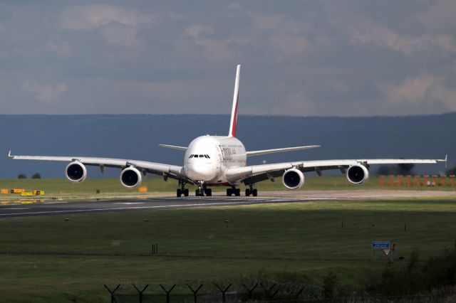 Airbus A380-800 (A6-EDW) - UAE18, the midday flight, awaits clearance to take off.