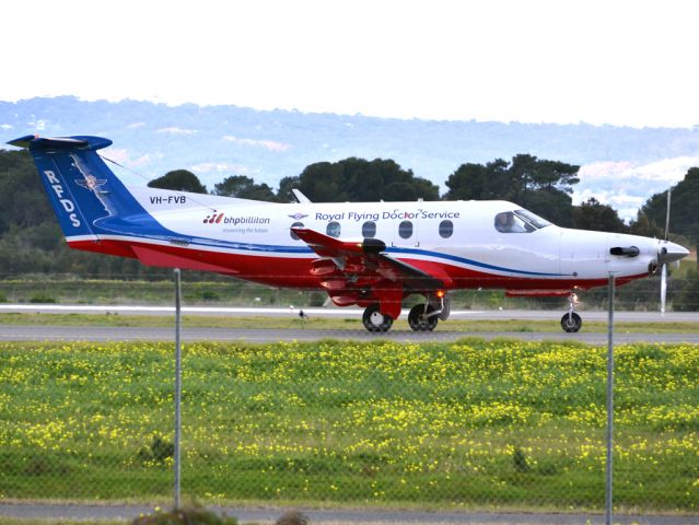 Pilatus PC-12 (VH-FVB) - On taxi-way heading for take off on runway 05. Thursday 12th July 2012.