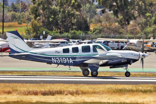 Beechcraft Bonanza (36) (N3191A) - Beginning takeoff roll to the north from KPAO.