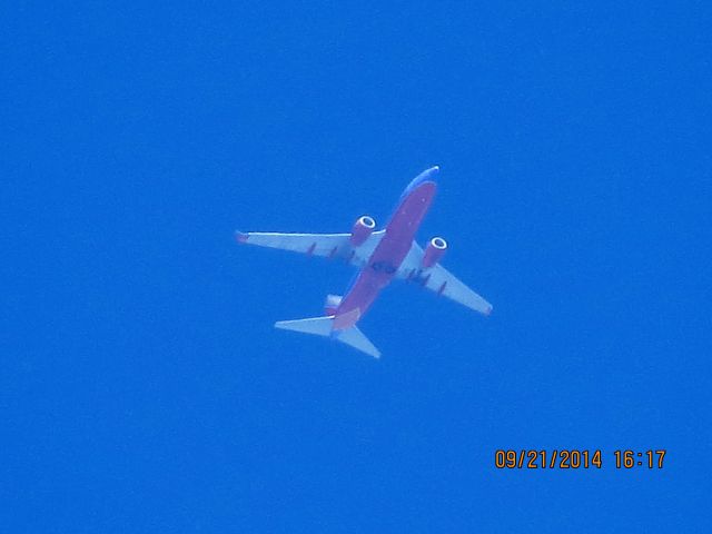 Boeing 737-700 (N743SW) - Southwest flight 110 from MDW to Tulsa over Baxter Springs Kansas (78KS) at 33,000 feet.