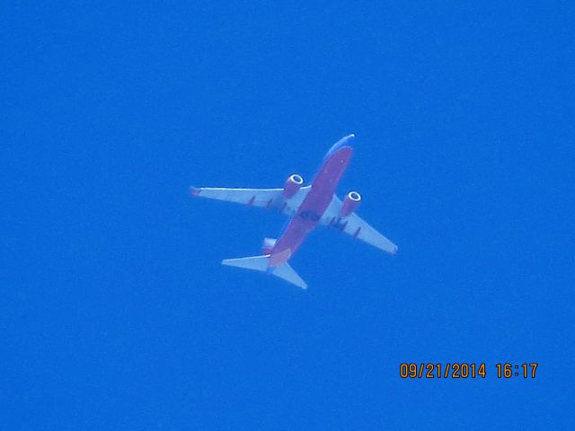 Boeing 737-700 (N743SW) - Southwest flight 110 from MDW to Tulsa over Baxter Springs Kansas (78KS) at 33,000 feet.