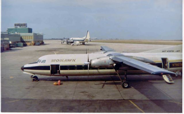 FAIRCHILD HILLER FH-227 (N7807M) - Flashback 1967 ~~br /N7807M, a Mohawk Airlines Fairchild Hiller FH-227 "Vista Jet," is about to have passengers begin to board at Greater Buffalo International's Gate 11 in this Kodak 620 film print taken on a Kodak Bullseye camera in 1967.br /That's a Lockheed L188 Electra in Eastern garb in the background at GBIA's Gate 9. The airport in Buffalo has been renamed and today's ultra-modern airport is Buffalo Niagara International.