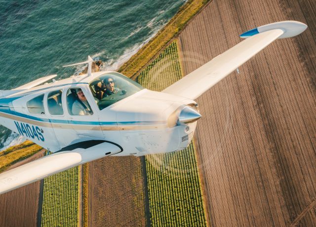 Beechcraft Bonanza (33) (N4104S) - Evening photoshoot over Santa Cruz, California.br /br /Want to buy this beautiful Bonanza? It's for sale!br /br /https://www.trade-a-plane.com/search?category_level1=Single+Engine+Piston&make=BEECHCRAFT&model=F33A+BONANZA&listing_id=2403657&s-type=aircraft