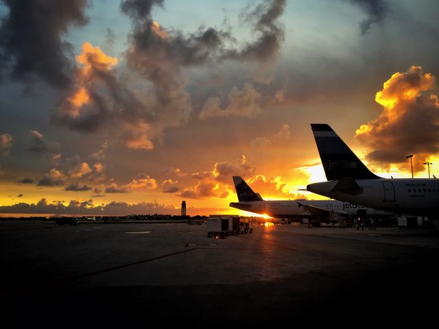 Airbus A320 — - Morning sun rising as the fleet readied for another day