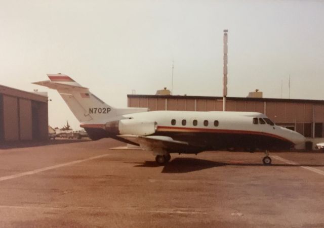 N702P — - This was taken in 1980.  It was one of several HS125s owned by Sears Roebuck for a dozen or more years beginning back in the early 70s.  This particular jet was based at LAX during that time.