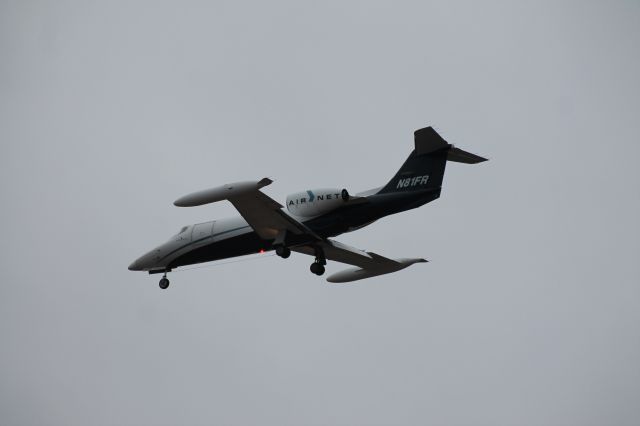 Learjet 35 (N81FR) - N81FR, operating as AirNet flight 1101 is on final for runway 6.