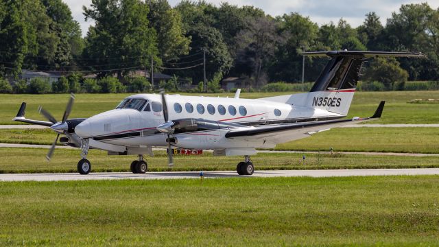 Beechcraft Super King Air 350 (N350ES) - A King Air 350 taxi's by at KVPZ.