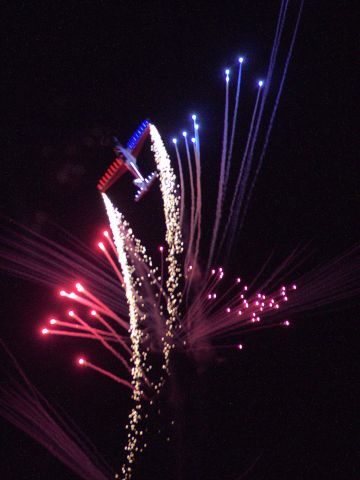 — — - Night aerobatics with firework enhancement.  EAA AirVenture 2018