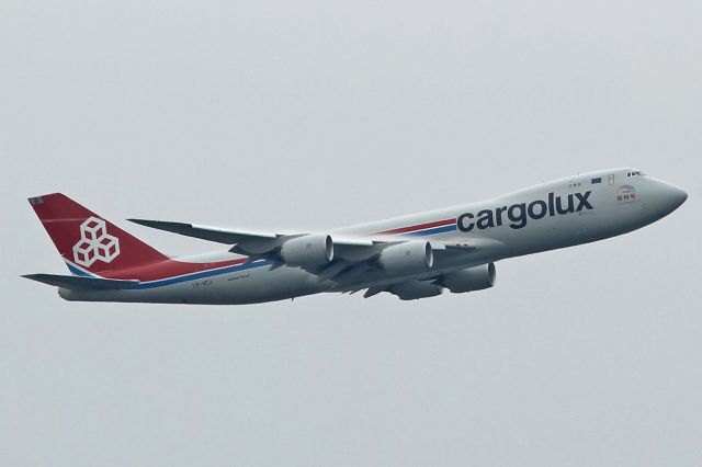 BOEING 747-8 (LX-VCJ) - Flying away from LAX over the Pacific Ocean.