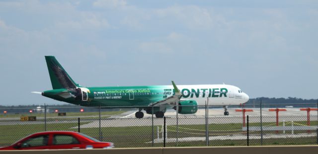 Airbus A321 (N603FR) - 4/22/23 lining up on Rwy 18L