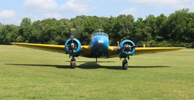 Beechcraft 18 (N87690) - A 1953 model Beech C-45H Expediter starting engines at the EAA 190 May Breakfast Fly-In at Moontown Airport in Brownsboro, AL - May 21, 2022.