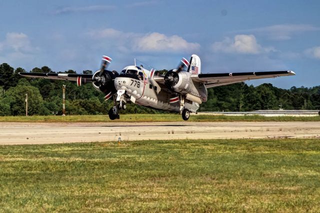 Grumman C-1 Trader (N778SR) - A C-1 Trader takes off on runway 36 at LaGange Callaway Airport in LaGrange, Georgia