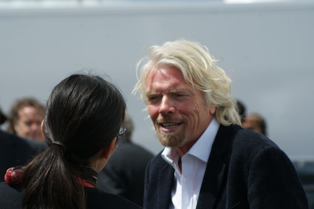 — — - Richard Branson talking with the media about the Virgin Spaceship @ Fboro