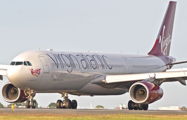 Airbus A330-300 (G-VNYC) - Uptown Girl landing RWY two seven